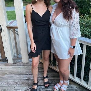 Black asymmetrical mini dress